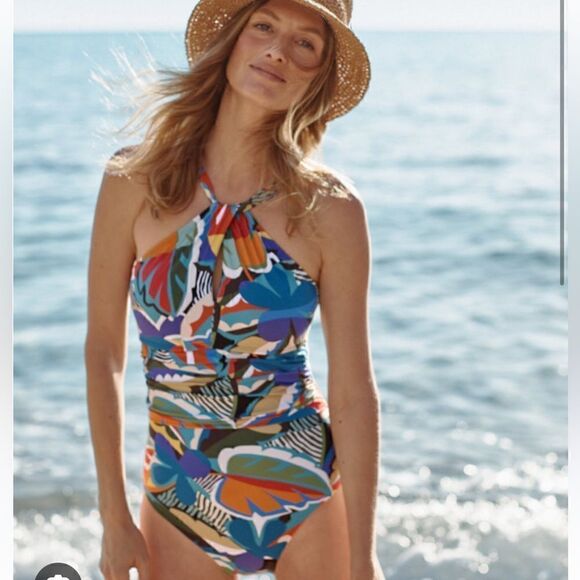 NWT BLEU BY ROD BEATTIE High Neck One-Piece Swimsuit In Multi Color SZ 6 - Picture 6 of 6